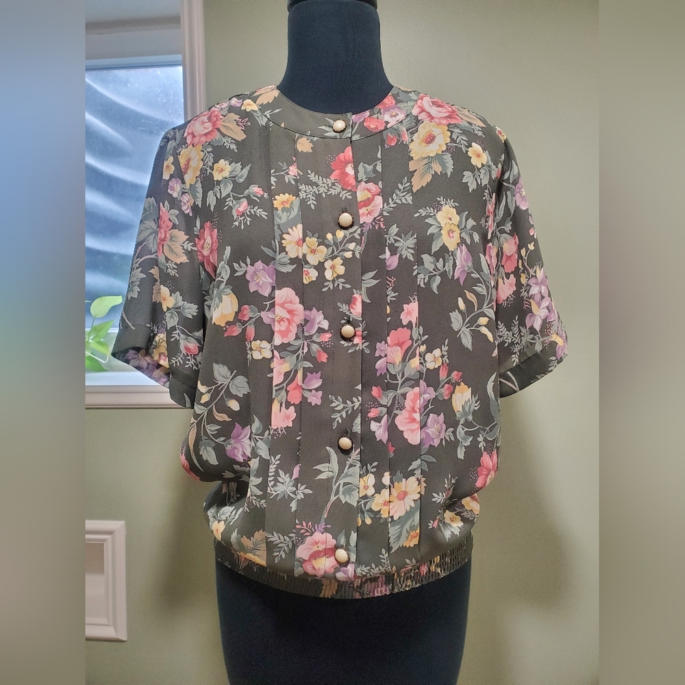 Alfred Dunner Floral Button-Up Blouse